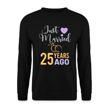 25 Jahre verheiratet Silberhochzeit - Unisex Pullover - Schwarz - Vorne - Alina (178cm) & Michal (187cm)