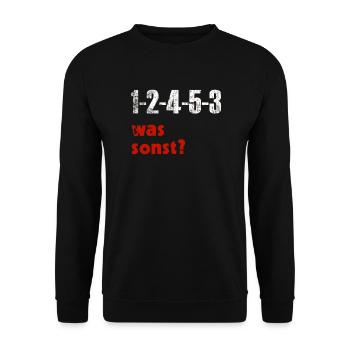 5 Zylinder Motor was sonst Auto Kfz Mechaniker - Unisex Pullover - Schwarz - Vorne - Alina (178cm) & Michal (187cm)