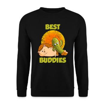 Igel Kaktus Best Buddies - Unisex Pullover - Schwarz - Vorne - Alina (178cm) & Michal (187cm)