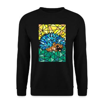 Igel Polygon Abstrakte Kunst - Unisex Pullover - Schwarz - Vorne - Alina (178cm) & Michal (187cm)