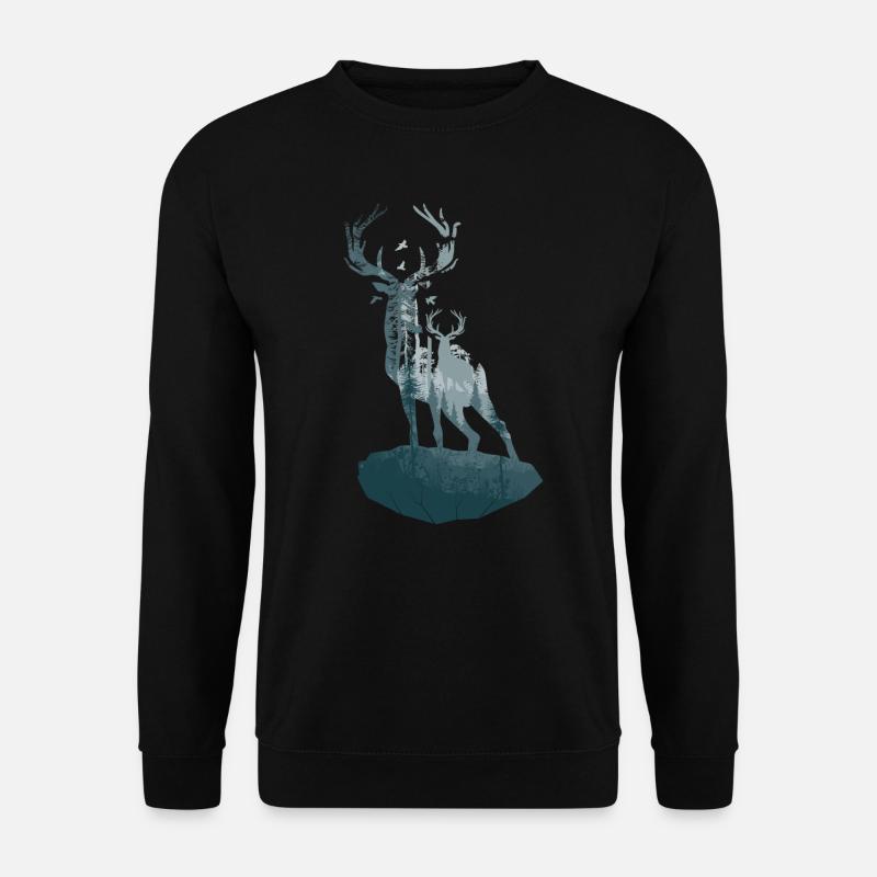 Hirsch Reh Silhouette Tierdesign - Unisex Pullover - Schwarz