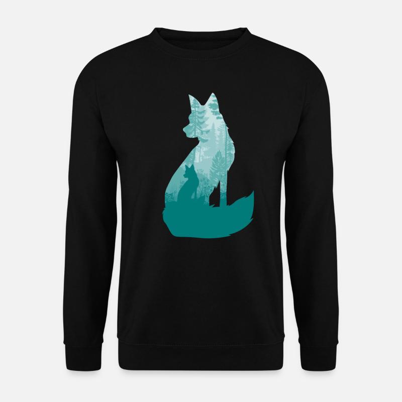 Fuchs Silhouette im Wald - Unisex Pullover - Schwarz