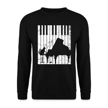 Musical cat music kitten piano grand piano - Unisex Sweatshirt - black - Front - Alina (178cm) & Michal (187cm)