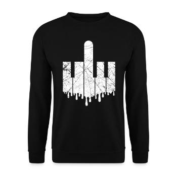 Piano Pianisten Witz Lustiges Geschenk - Unisex Pullover - Schwarz - Vorne - Alina (178cm) & Michal (187cm)