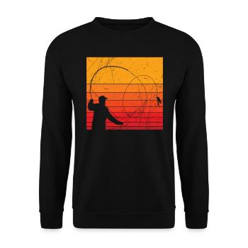 Fliegen Angler Fischer Fliegenangler Geschenk - Unisex Pullover - Schwarz - Vorne - Alina (178cm) & Michal (187cm)