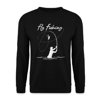 Fly Fishing Fly fishing shirt for fly fishermen - Unisex Sweatshirt - black - Front - Alina (178cm) & Michal (187cm)