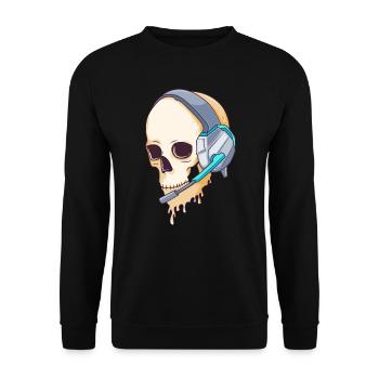 Gaming headset skull gamer gift skeleton - Unisex Sweatshirt - black - Front - Alina (178cm) & Michal (187cm)