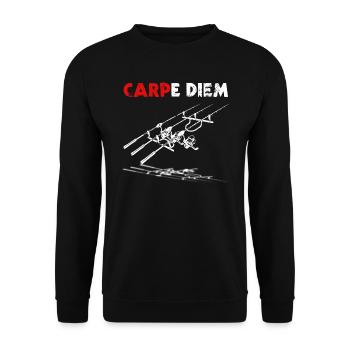 Carp Fishing Carp Angler Saying Carpe Diem - Unisex Sweatshirt - black - Front - Alina (178cm) & Michal (187cm)