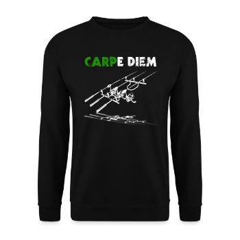Carpe Diem Carp Fishing Carp Angler Gift - Unisex Sweatshirt - black - Front - Alina (178cm) & Michal (187cm)