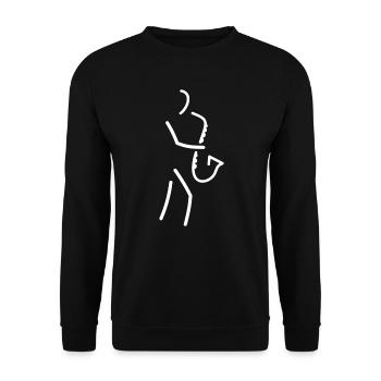 Saxophone Stick Figure Dessin Minimaliste - Sweat-shirt Unisexe - noir - Devant - Alina (178cm) & Michal (187cm)