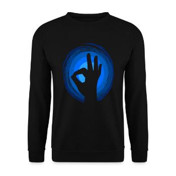 OK Hand Signal Diver Diving Certificate Gift - Unisex Sweatshirt - black - Front - Alina (178cm) & Michal (187cm)