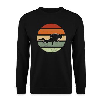 Retro diver scuba diver diving certificate gift - Unisex Sweatshirt - black - Front - Alina (178cm) & Michal (187cm)