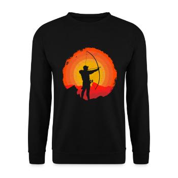Bogenschütze Bogenschießen Silhouette Geschenk - Unisex Pullover - Schwarz - Vorne - Alina (178cm) & Michal (187cm)