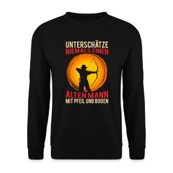 Alter Mann Bogen Bogenschütze Geburtstag Geschenk - Unisex Pullover - Schwarz - Vorne - Alina (178cm) & Michal (187cm)