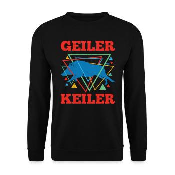 Geometrische Jagd Spruch Jäger Geschenk Rotwild - Unisex Pullover - Schwarz - Vorne - Alina (178cm) & Michal (187cm)