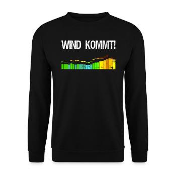 Wind kommt Kiter Surfer Spruch Kitesurfer Geschenk - Unisex Pullover - Schwarz - Vorne - Alina (178cm) & Michal (187cm)