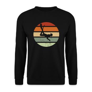 Taucher Silhouette Retro Schnorchel Geschenk - Unisex Pullover - Schwarz - Vorne - Alina (178cm) & Michal (187cm)