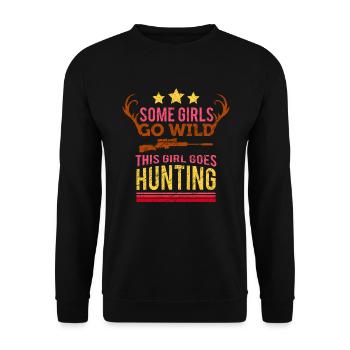 Hunting Girl Jagd Frau Mädchen Geschenk Jäger - Unisex Pullover - Schwarz - Vorne - Alina (178cm) & Michal (187cm)
