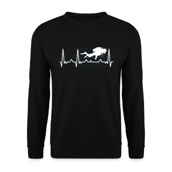 Diver Heart Line Heartbeat cadeau de plongeur - Sweat-shirt Unisexe - noir - Devant - Alina (178cm) & Michal (187cm)