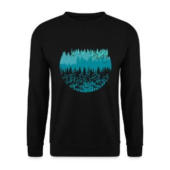 Wald Bäume Natur Wandern Wanderurlaub Geschenk - Unisex Pullover - Schwarz - Vorne - Alina (178cm) & Michal (187cm)