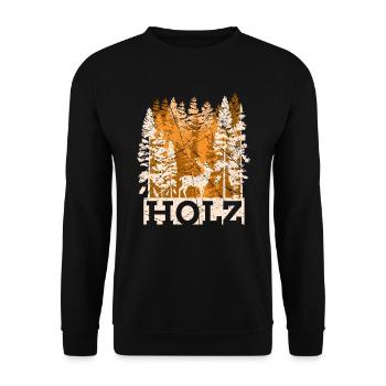 Wood Forest Lumberjack Retro Trees Gift - Unisex Sweatshirt - black - Front - Alina (178cm) & Michal (187cm)