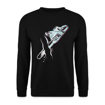 Chainsaw chainsaw for lumberjacks - Unisex Sweatshirt - black - Front - Alina (178cm) & Michal (187cm)