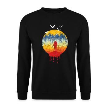 Forest Hiker Nordic Walking Retro Gift - Unisex Sweatshirt - black - Front - Alina (178cm) & Michal (187cm)
