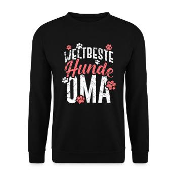 Hunde Oma Geschenk Hundesitter Hundebesitzer - Unisex Pullover - Schwarz - Vorne - Alina (178cm) & Michal (187cm)