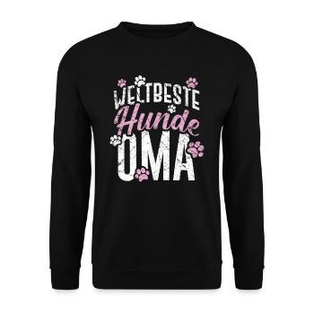 Oma Geschenk Spruch Weltbeste Hunde Oma - Unisex Pullover - Schwarz - Vorne - Alina (178cm) & Michal (187cm)