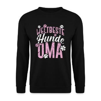 Hundebesitzer Weltbeste Hunde Oma Hundebesitzer - Unisex Pullover - Schwarz - Vorne - Alina (178cm) & Michal (187cm)
