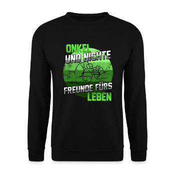 Onkel Geschenk Spruch Onkel und Nichte Freunde - Unisex Pullover - Schwarz - Vorne - Alina (178cm) & Michal (187cm)