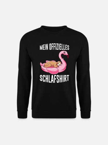 Schlafshirt mit Flamingo und Faultier Chill Relax - Unisex Pullover - Schwarz
