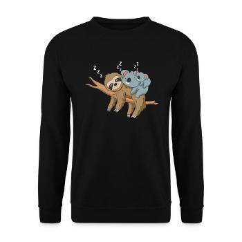 Niedliches Koala Faultier Geschenk Schlafen - Unisex Pullover - Schwarz - Vorne - Alina (178cm) & Michal (187cm)