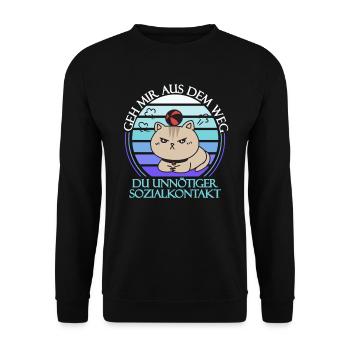 Geh mir aus dem weg du unnötiger Sozialkontakt - Unisex Pullover - Schwarz - Vorne - Alina (178cm) & Michal (187cm)