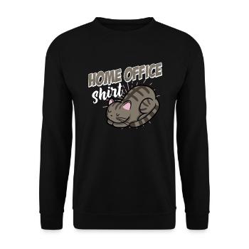 Home Office Shirt mit Katze Katzenbaby Kätzchen - Unisex Pullover - Schwarz - Vorne - Alina (178cm) & Michal (187cm)