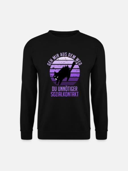 Unnötiger Sozialkontakt lustiger Spruch Katze - Unisex Pullover - Schwarz
