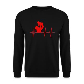 Dad son father daughter love heartbeat pulse EKG - Unisex Sweatshirt - black - Front - Alina (178cm) & Michal (187cm)