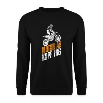 Dirt bike motocross saying engine to head free - Unisex Sweatshirt - black - Front - Alina (178cm) & Michal (187cm)