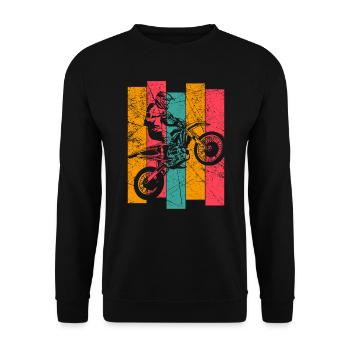 Vintage motocross enduro motorcyclist men - Unisex Sweatshirt - black - Front - Alina (178cm) & Michal (187cm)