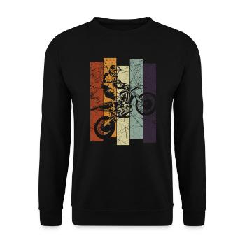 Vintage Motorcross Dirtbike Enduro Motorcyclist - Unisex Sweatshirt - black - Front - Alina (178cm) & Michal (187cm)