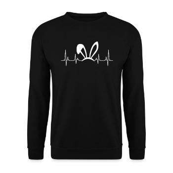 Oreilles de lapin oreilles battement du cœur rythme cardiaque Herlinie - Sweat-shirt Unisexe - noir - Devant - Alina (178cm) & Michal (187cm)
