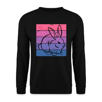 Kaninchen Frauen Geschenk Retro Hase Haustier - Unisex Pullover - Schwarz - Vorne - Alina (178cm) & Michal (187cm)