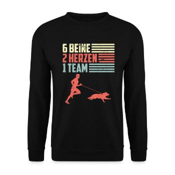 Canicross Hundesport Laufen mit Hund Geschenk - Unisex Pullover - Schwarz - Vorne - Alina (178cm) & Michal (187cm)