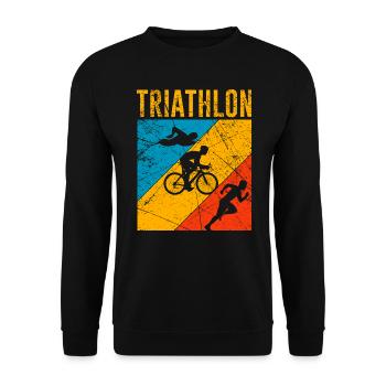 Vintage Triathlon Triathlètes cadeaux endurance - Sweat-shirt Unisexe - noir - Devant - Alina (178cm) & Michal (187cm)