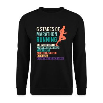 6 Stages of Marathon Running Saying Runner Funny - Unisex Sweatshirt - black - Front - Alina (178cm) & Michal (187cm)