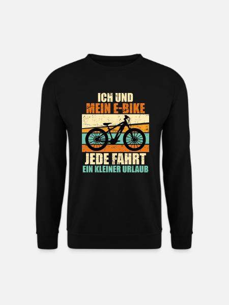 E-Bike Geschenk Spruch Vintage Fahrrad Witz Rente - Unisex Pullover - Schwarz