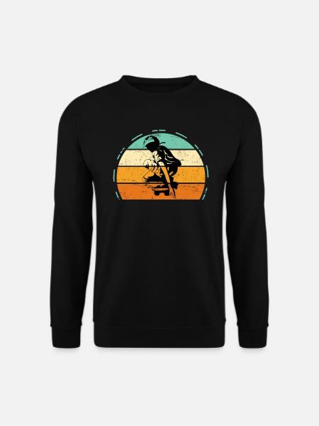 Vintage Longboard Longboarder Geschenk Retro Sonne - Unisex Pullover - Schwarz