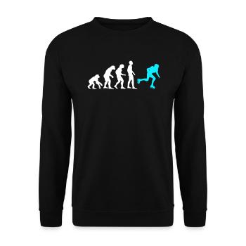 Affe Mensch Rollschuhfahrer Rollschuhe Rollerskate - Unisex Pullover - Schwarz - Vorne - Alina (178cm) & Michal (187cm)