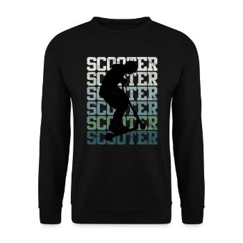 Scooter Roller Skater Schriftzug Skate Silhouette - Unisex Pullover - Schwarz - Vorne - Alina (178cm) & Michal (187cm)