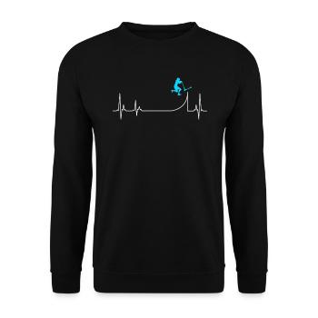 Roller Scooter Herzschlag Herzlinie Herz Tailwhip - Unisex Pullover - Schwarz - Vorne - Alina (178cm) & Michal (187cm)